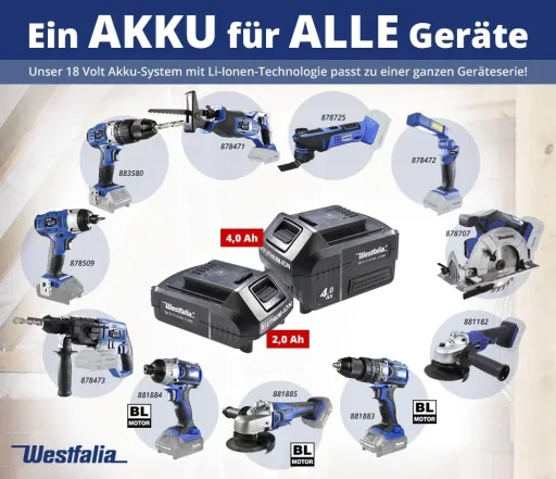 Westfalia 18V scie sabre sans fil ASSG18 – sans batterie ni chargeur