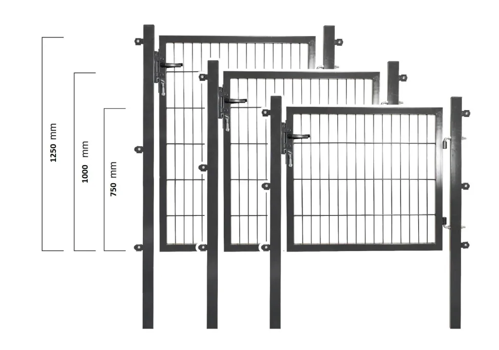Portillon pour panneau de clôture soudé, anthracite, à un vantail – 100 cm de haut – 100 cm de large