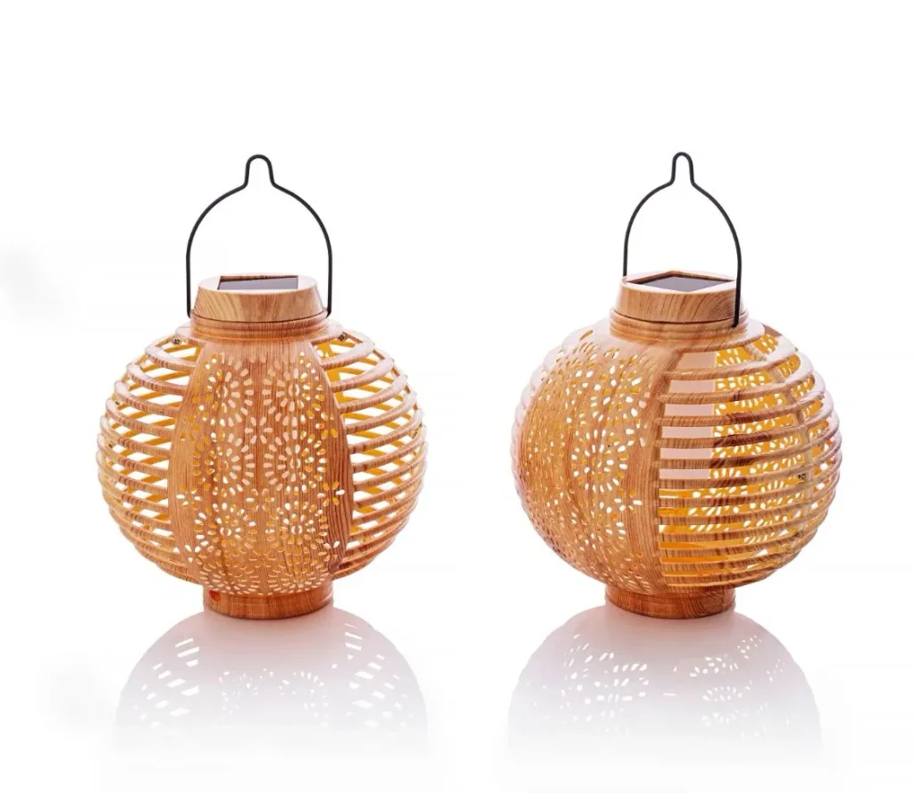 Lanternes solaires "Flame" Bambou, lot de 2