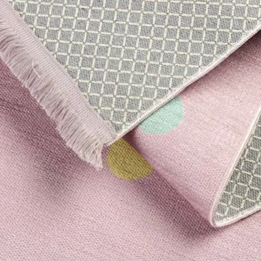 Livone tapis enfant lavable rose points multicolore, Taille de tapis: 140 x 190 cm