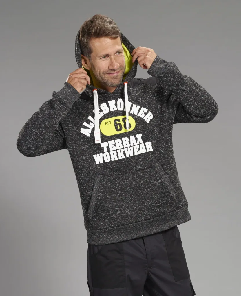 Hoodie, color black/lime mottled, size M