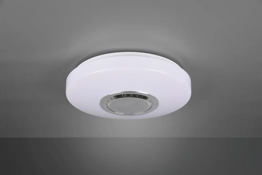 MAIA LED ceiling light, 10 W, 3000 K, 1100 lm, RGBW, dimmable, remote control, Bluetooth speaker, white