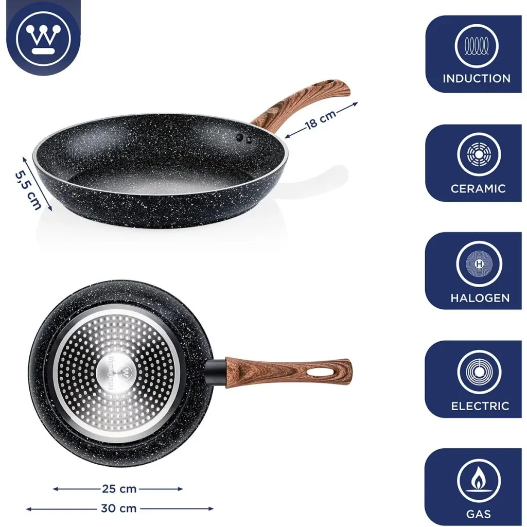 Frying pan Ø30 cm (12.5") Black Marble Wood