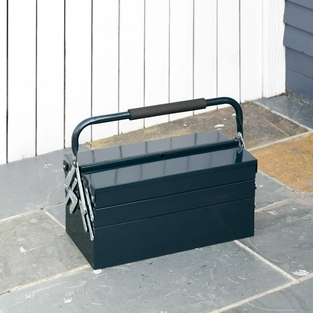 Tool box tool case tool box 5 compartments foldable steel (SPCC) dark green 45 x 22.5 x 34.5 cm