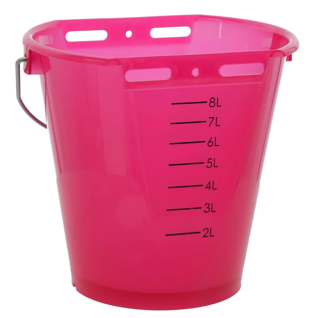 Calf drinking bucket 8 l, pink transparent with scale