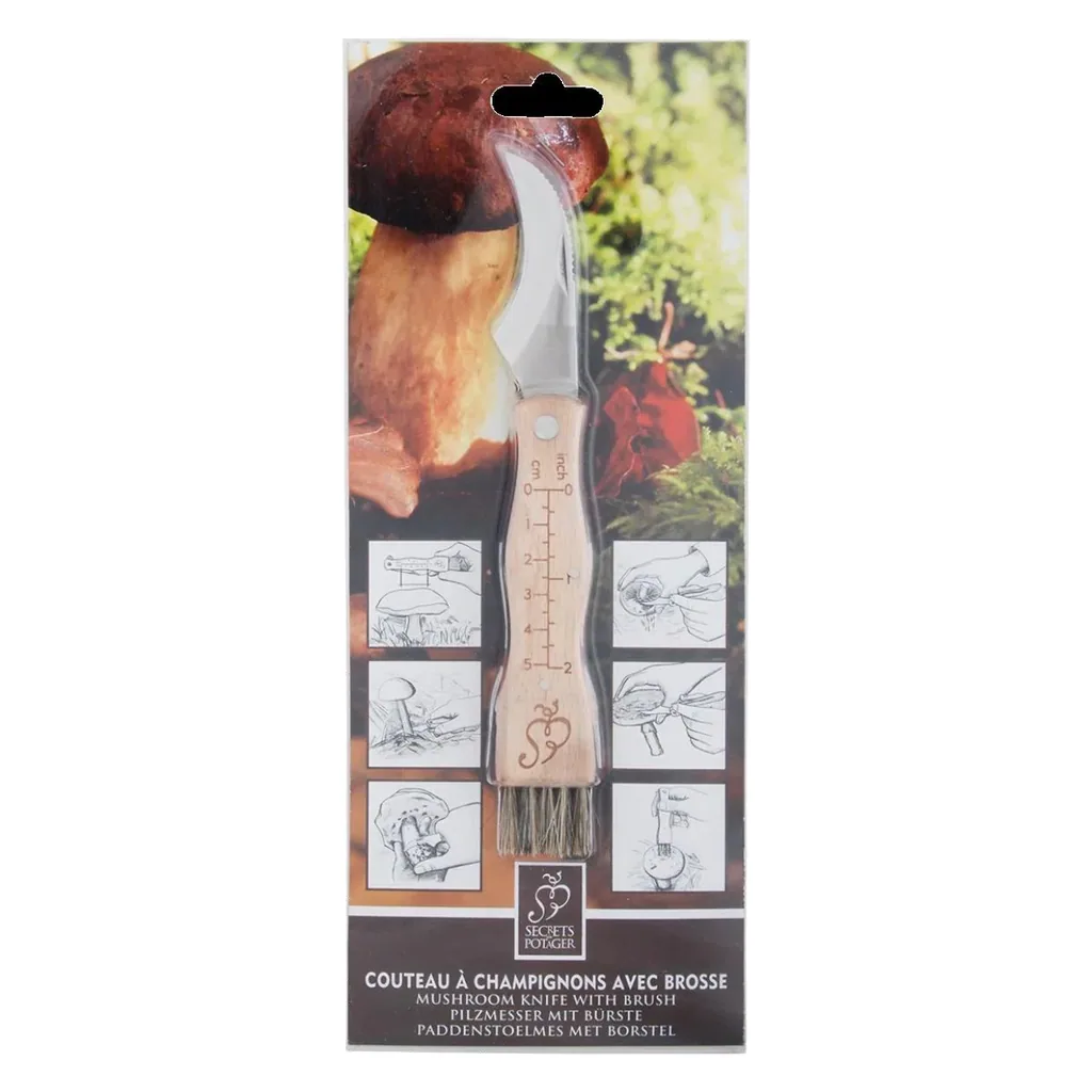 Mushroom knife with brush