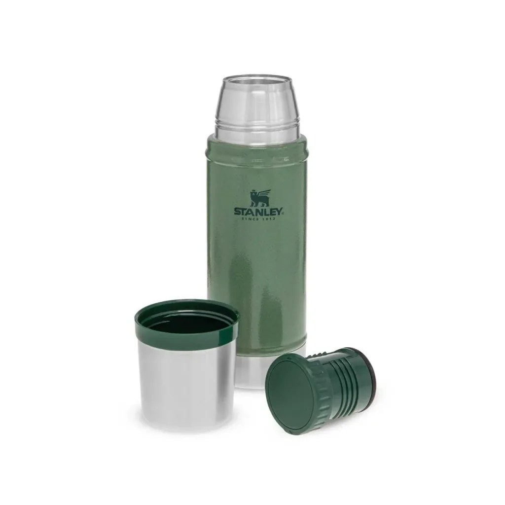 Classic vacuum bottle 0.47 l, Hammertone green, double-walled vacuum insulation, drinking cup