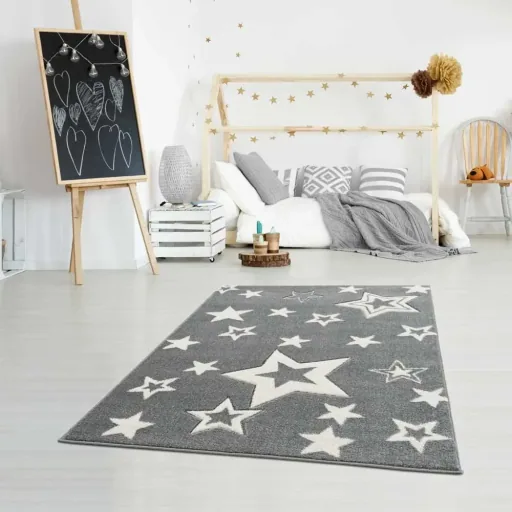 Livone Tapis pour enfants Galaxy étoiles gris, Taille de tapis: 160 x 230 cm