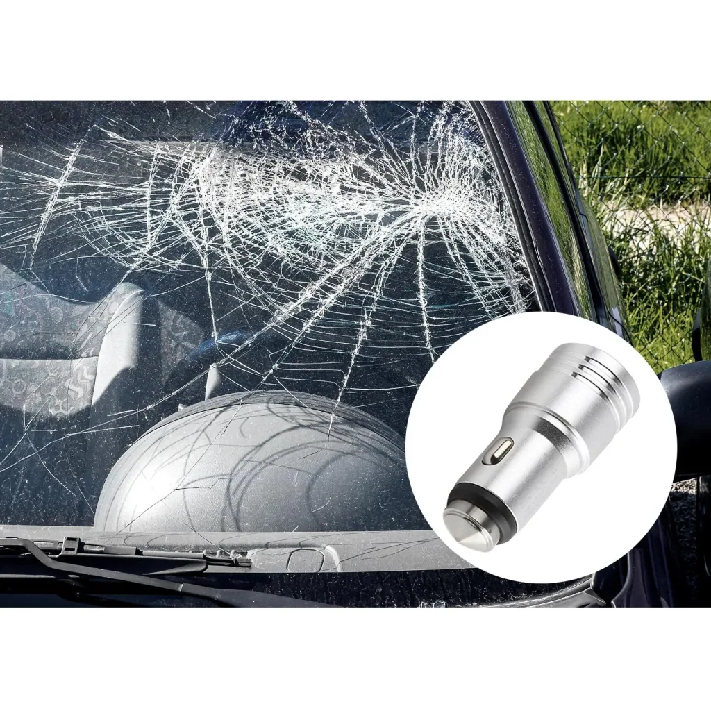 Bluetooth FM transmitter with hands-free function + USB car charger with emergency hammer