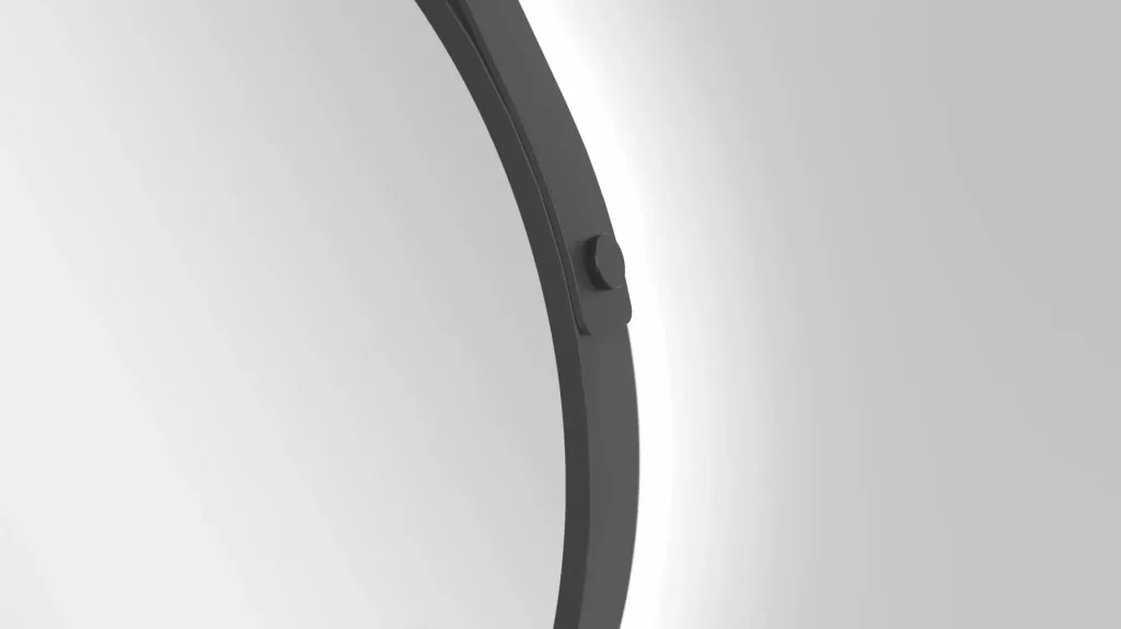 Decorative round wall mirror with indirect LED lighting in matt black Ø 50 cm