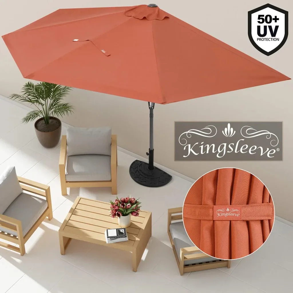 Semi-circular parasol Terracotta UV protection 50+