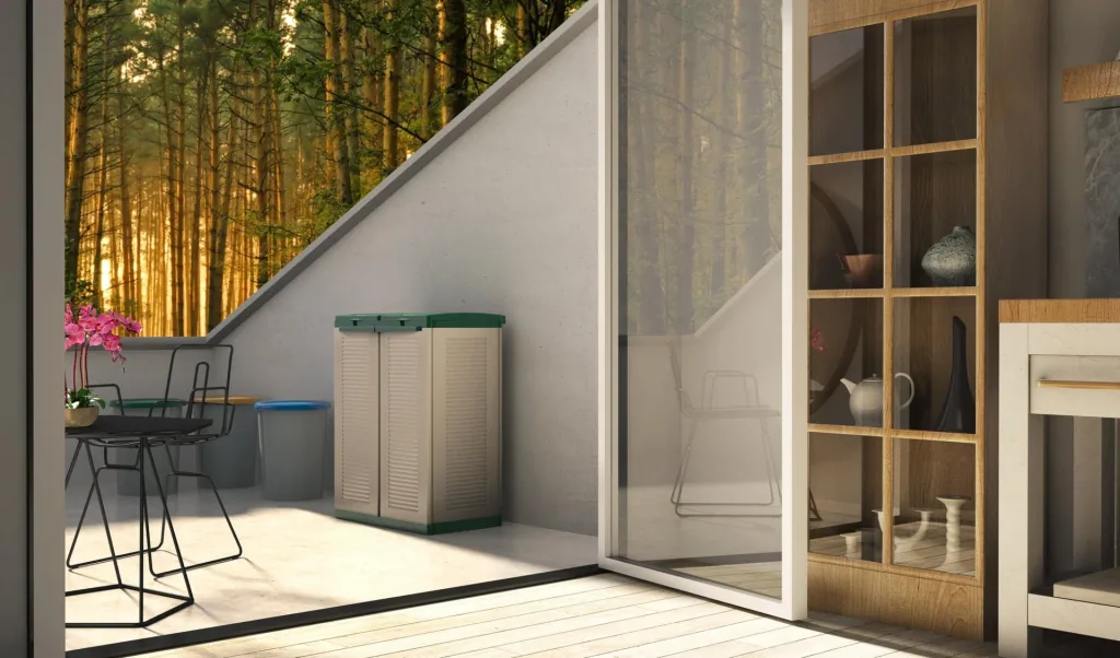 Ecocab 2 -Green double waste separation system for weather-protected indoor and outdoor use