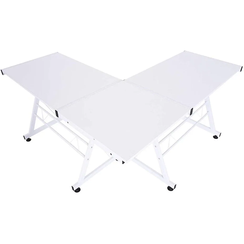Computer desk flexible workstation MDF steel white 210 x 50 x 73.5 cm