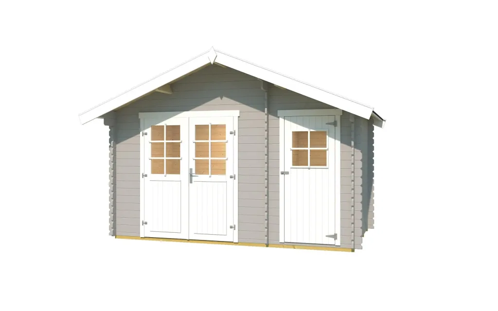 Garden house 253 Gr.2, 420 x 310 x 270 cm light grey, 28 mm, double door, with 2nd room single door