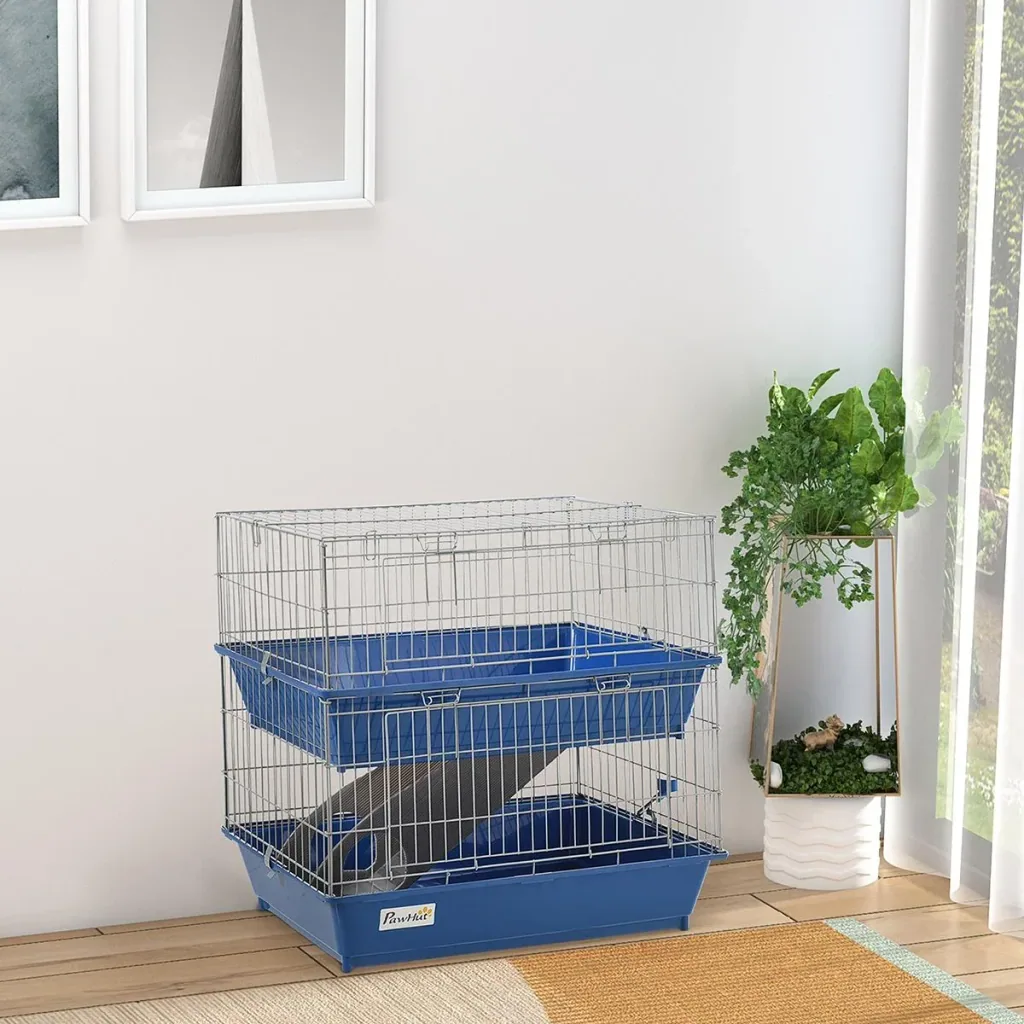 Small animal cage 2-tier blue/grey