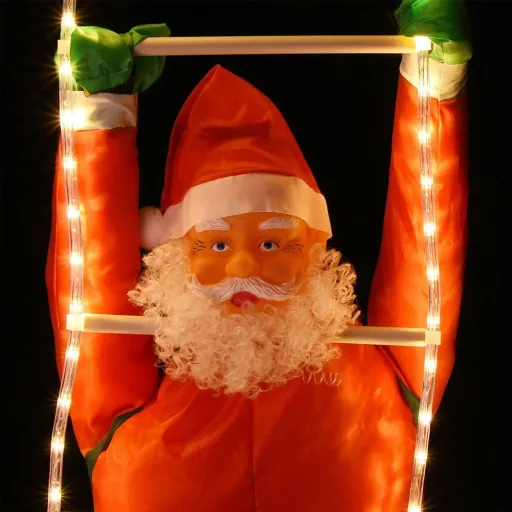 Santa Claus on ladder 90cm with lighting