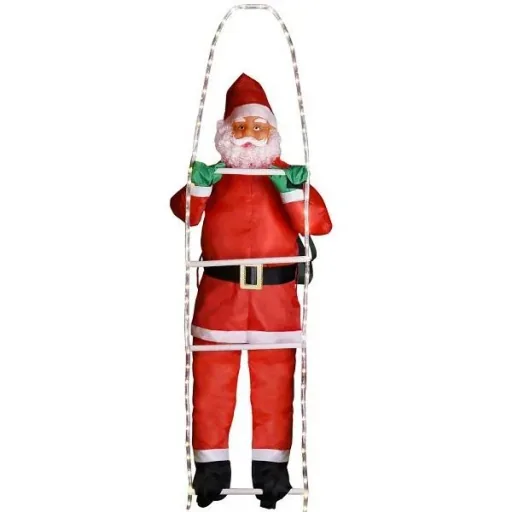 Santa Claus on ladder 90cm with lighting