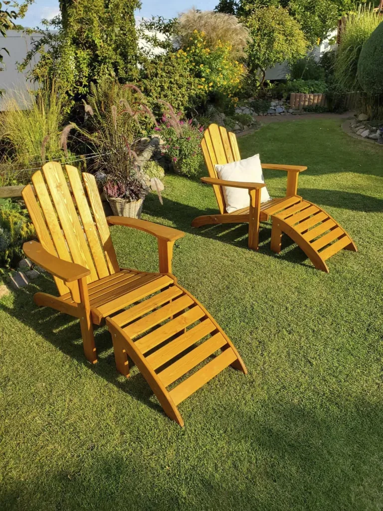 Deckchair set with footrest, honey brown