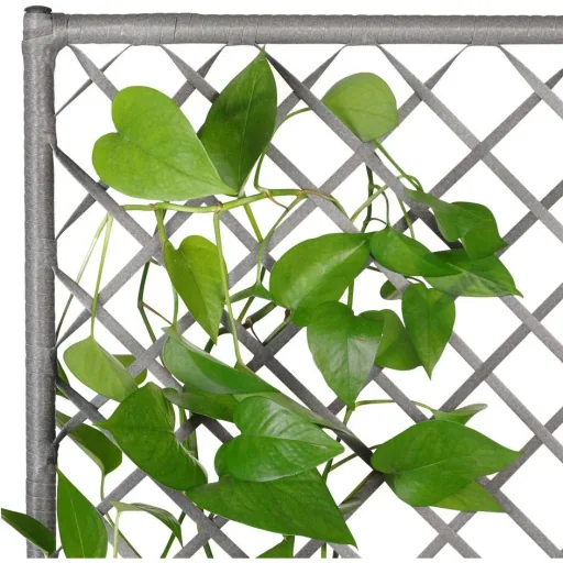 Polyrattan planter with trellis grey