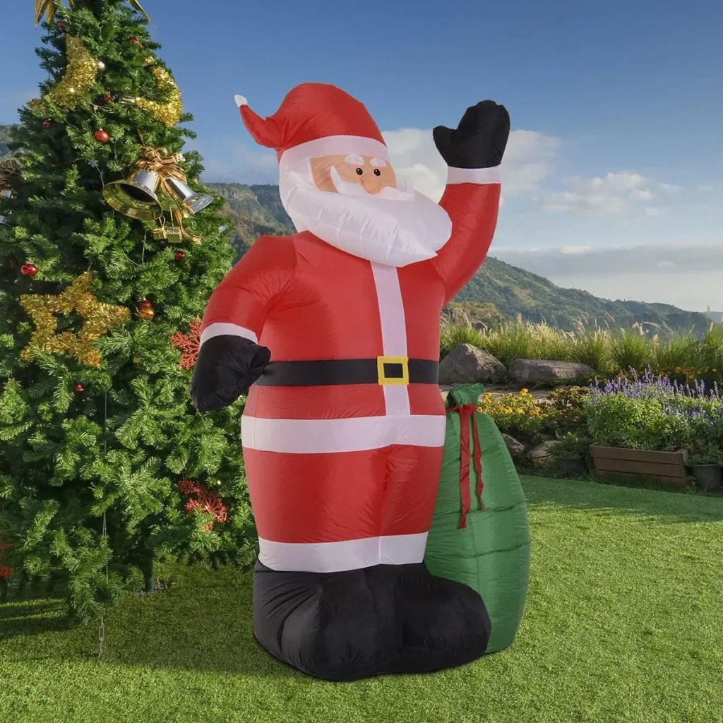 Self-inflatable Santa Claus with LED lighting red