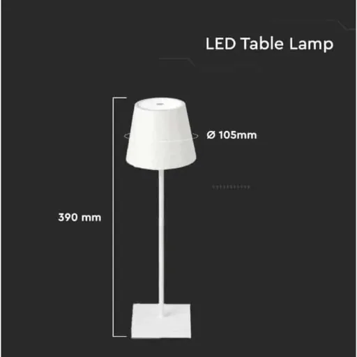VT-7703 Table Lamp - 3000K - Dimmable by Touch - Rechargeable - White