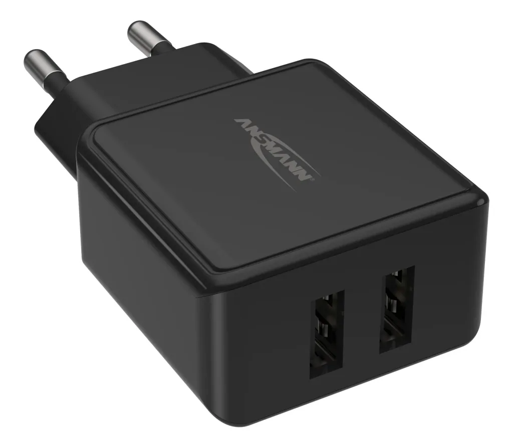 USB charging adapter with 2 USB 2.0 sockets Type A, 2400 mA