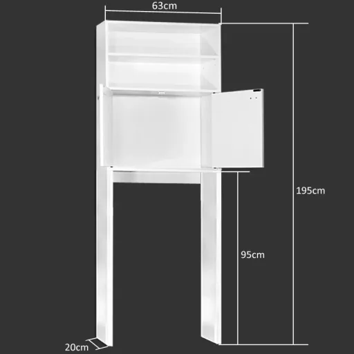 Washing machine cabinet 195 x 63 x 20cm white