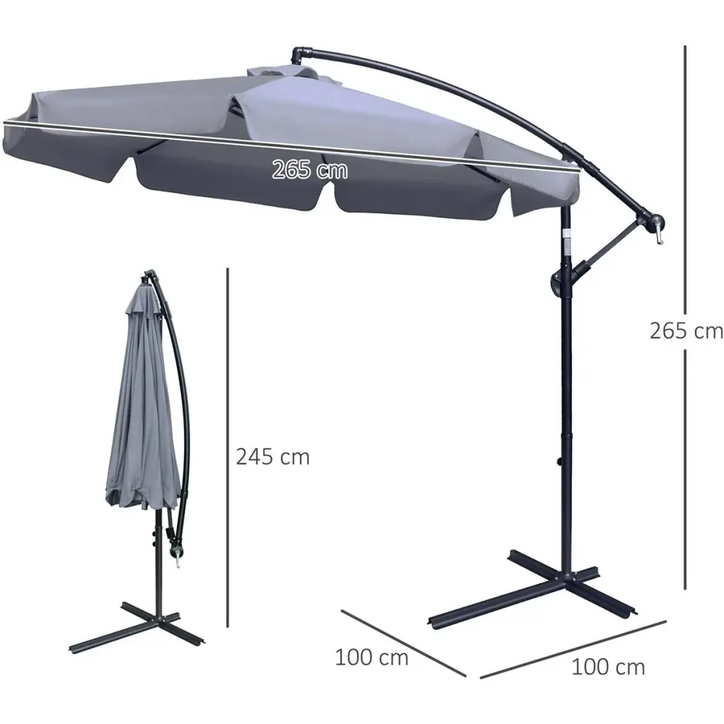Parasol with hand crank Ø2.65 x 2.65H m dark grey