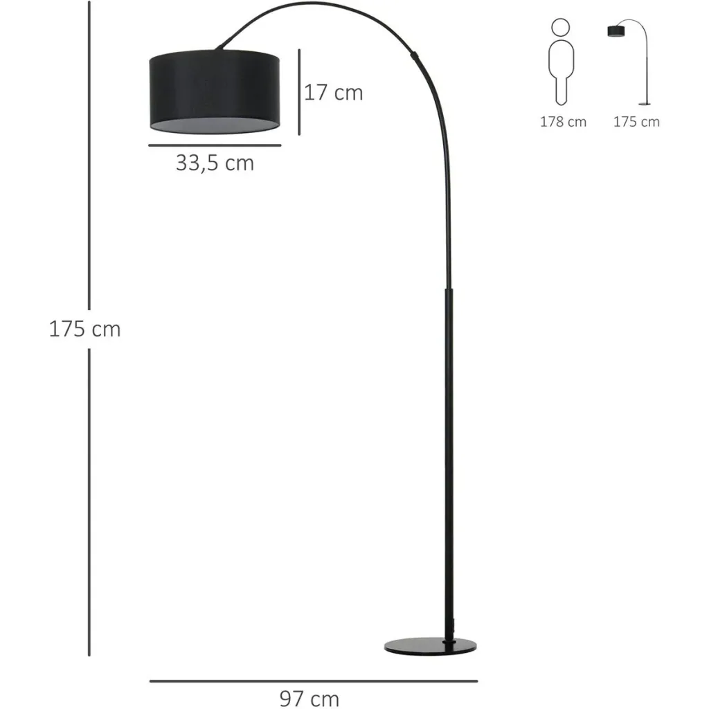 Floor lamp with 180° adjustable lampshade black
