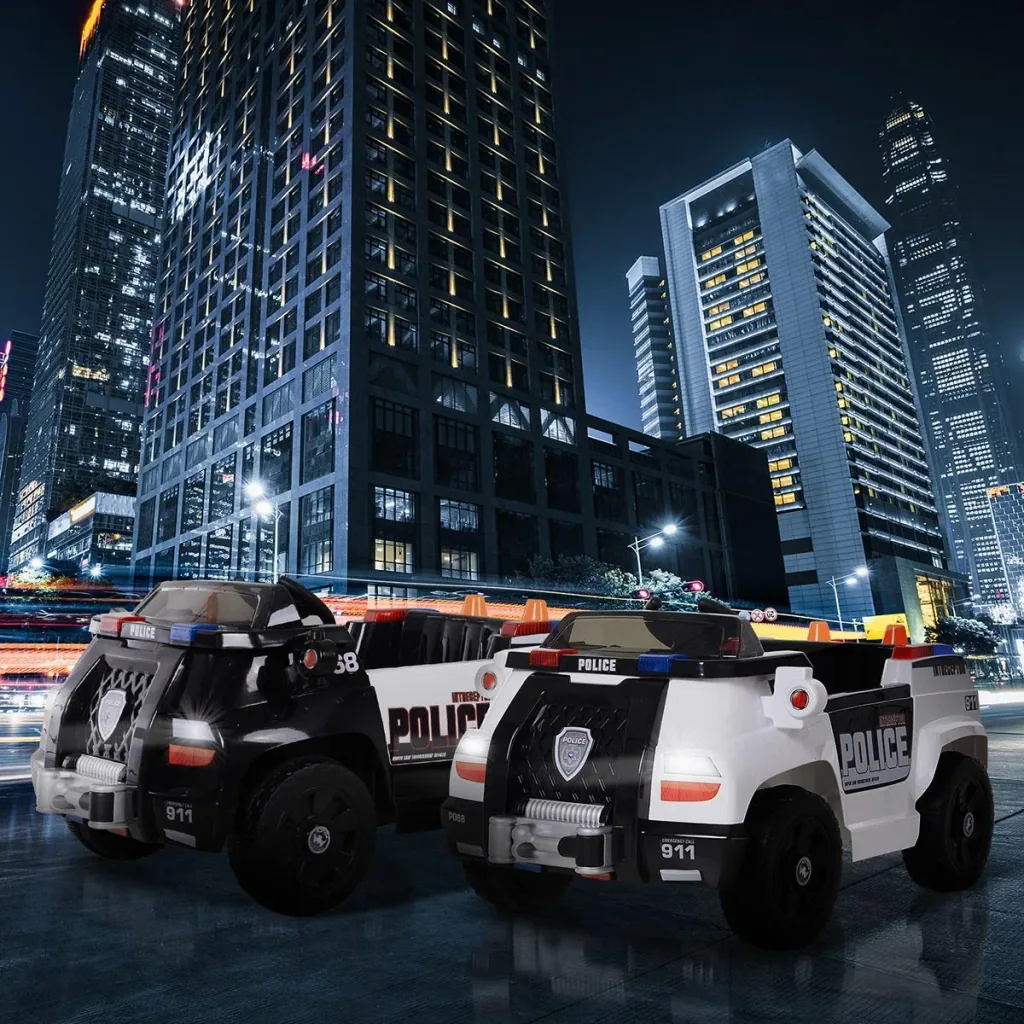 Children's police car with remote control white