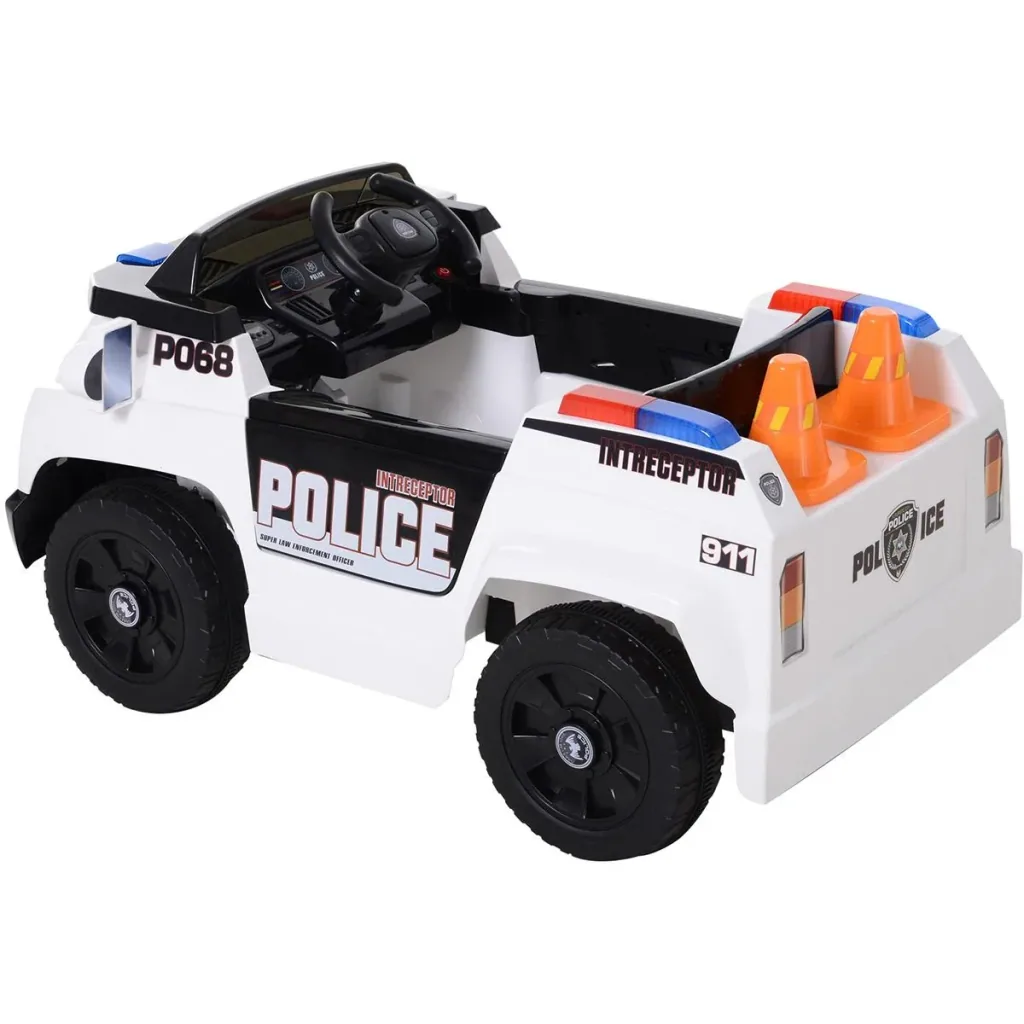 Children's police car with remote control white