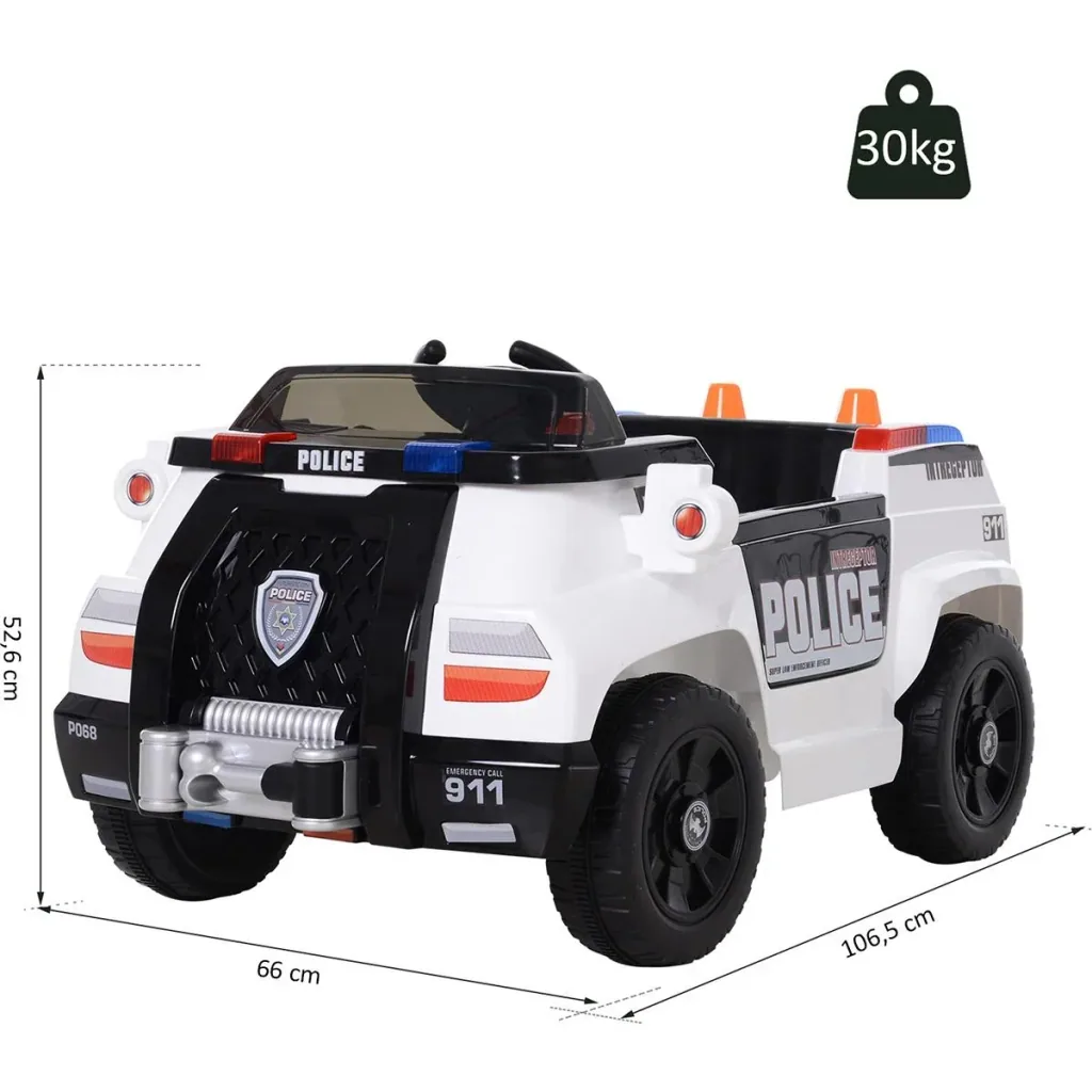 Children's police car with remote control white
