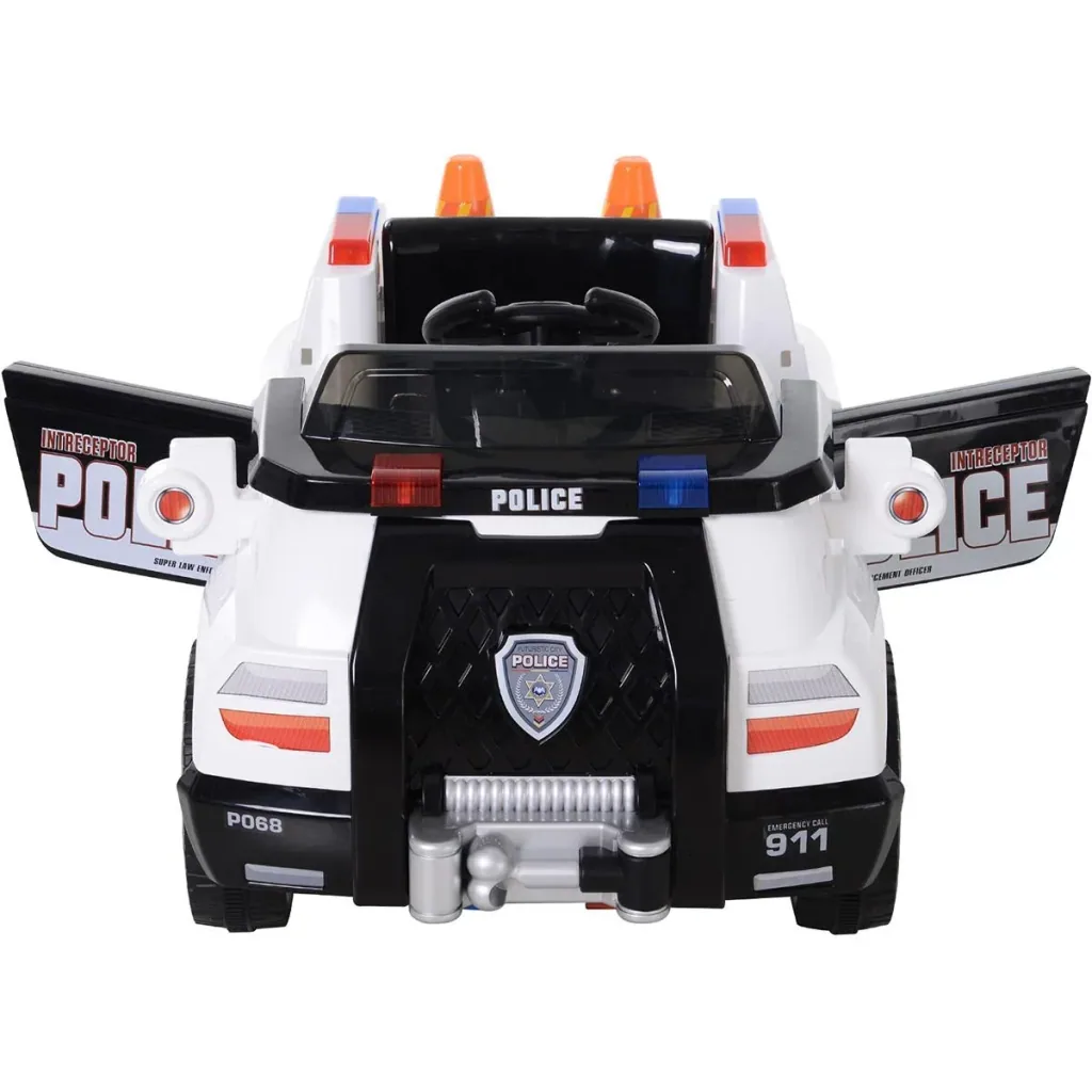 Children's police car with remote control white