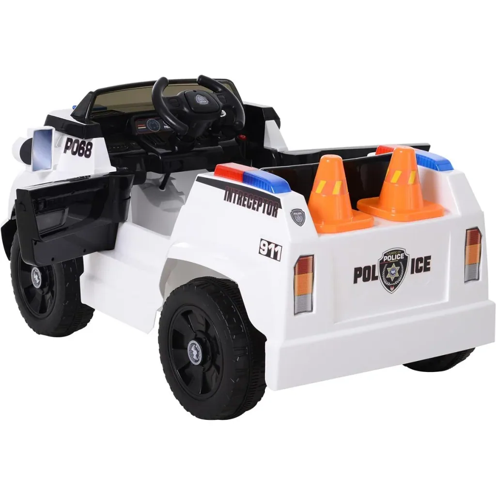Children's police car with remote control white