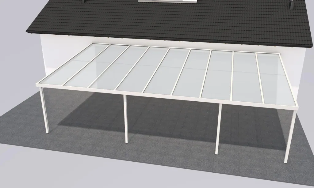 Patio roof Premium, white, 9135 x 5060 mm - Polycarbonate multi-wall sheets 16 mm, opal