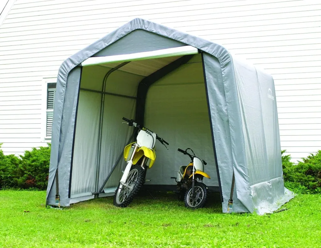 Abri de jardin en film 5,76 m², gris, 240×240 cm – Cadre en acier DuPont, résistant aux intempéries