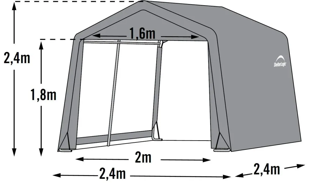 Abri de jardin en film 5,76 m², gris, 240×240 cm – Cadre en acier DuPont, résistant aux intempéries