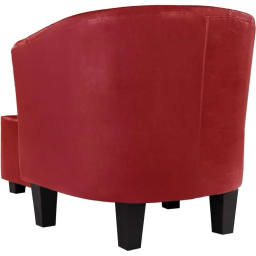 Bucket seat with footstool faux leather red