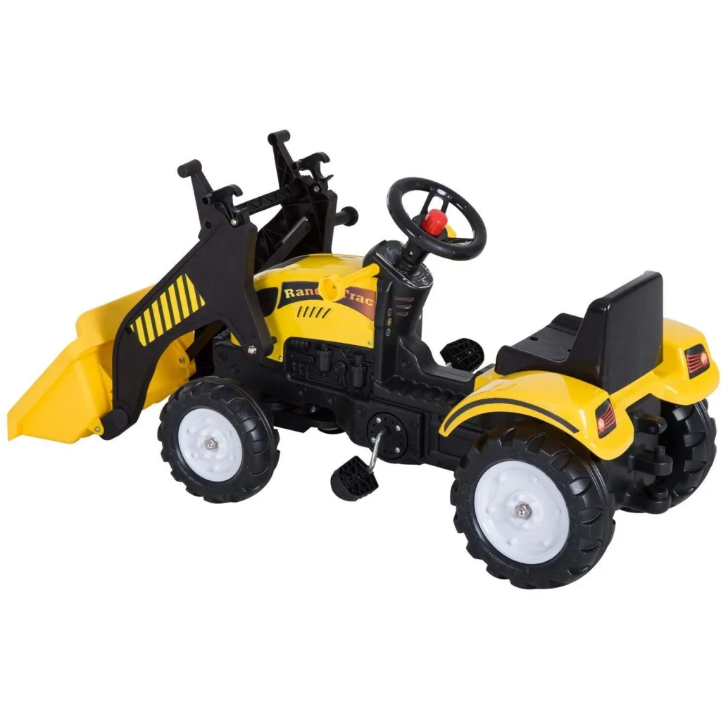 Pedal car tractor with front loader from 3 years black+yellow