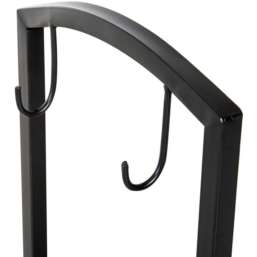 Firewood rack with fireplace tools black