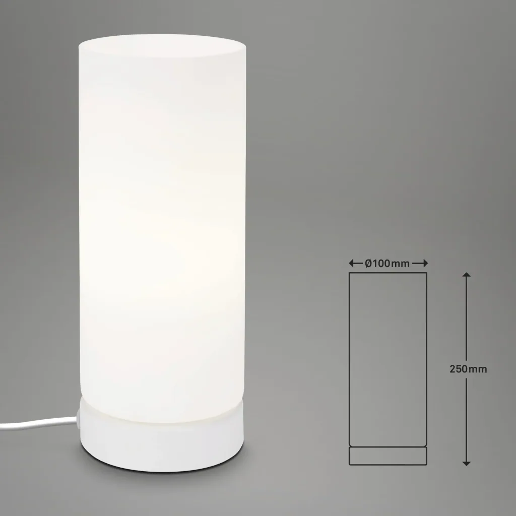 PAIPA table lamp, white, opal glass, cable switch, E14 socket