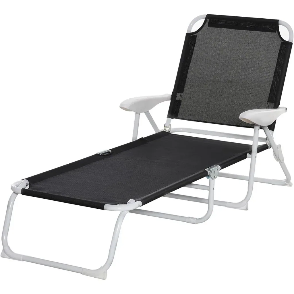 Sun lounger with adjustable backrest black
