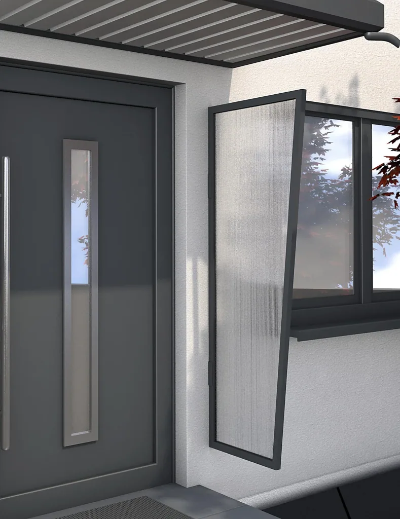 Side panels B2 multi-wall panel (pre-assembled), 45 x 60 x 175 cm, anthracite, multi-wall panel 6 mm clear