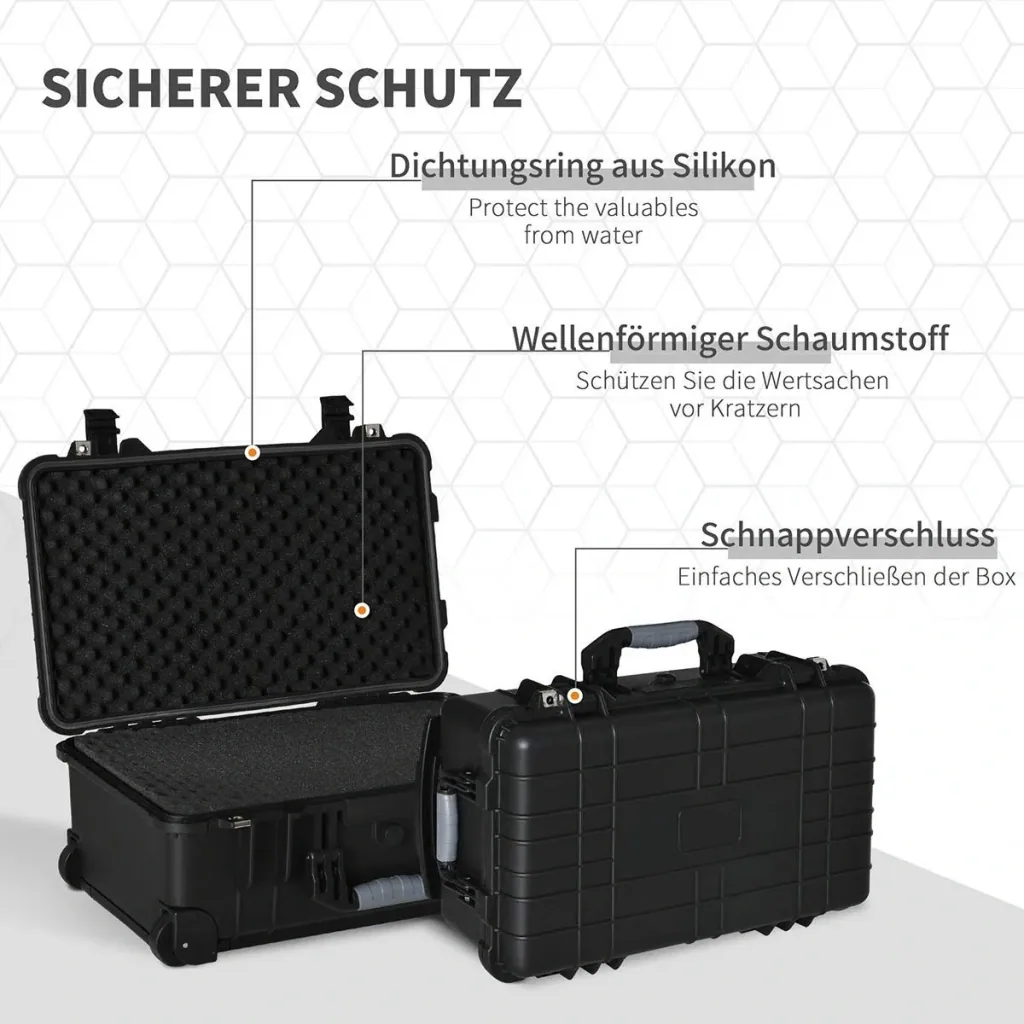 Tool case with wheels Empty tool box 2 handles foam tool trolley waterproof rolling case with pull-out