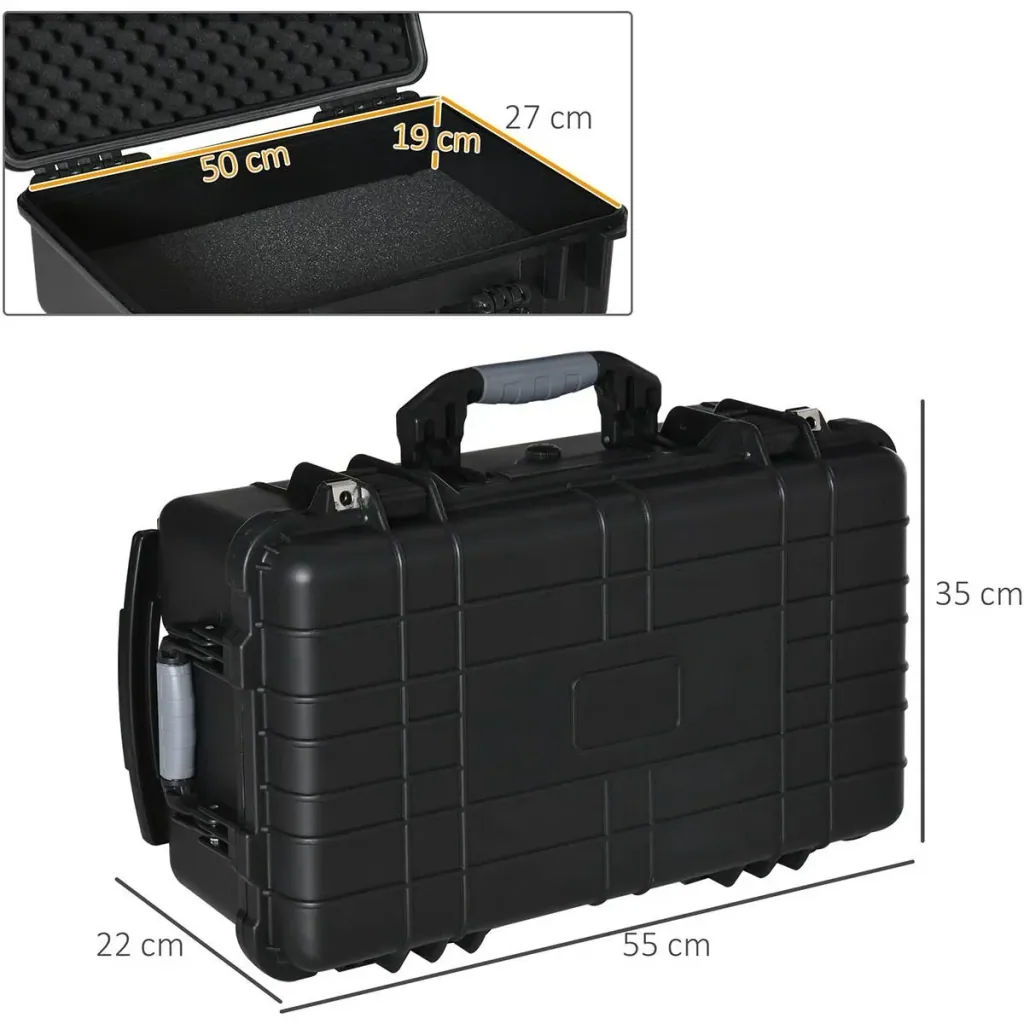 Tool case with wheels Empty tool box 2 handles foam tool trolley waterproof rolling case with pull-out