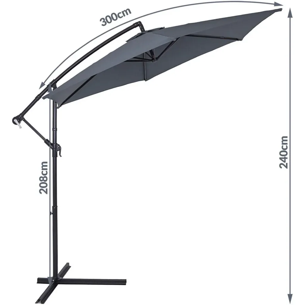 Parasol foldable aluminum Antacite with crank Ø 300 cm