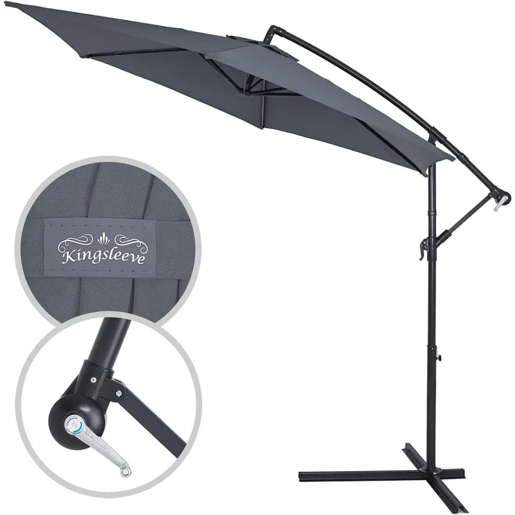 Parasol foldable aluminum Antacite with crank Ø 300 cm