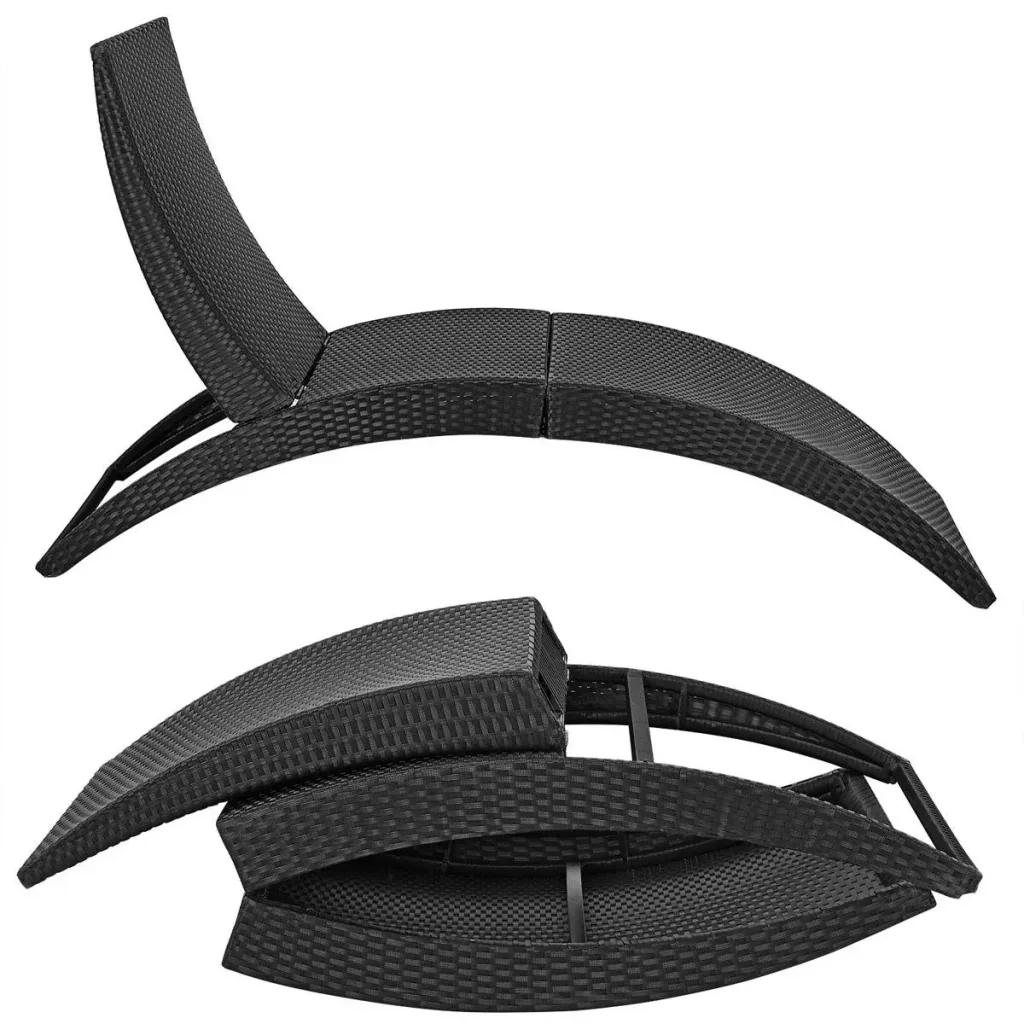 Deck chair 'Halfmoon' polyrotan foldable 200 x 64 x 95cm