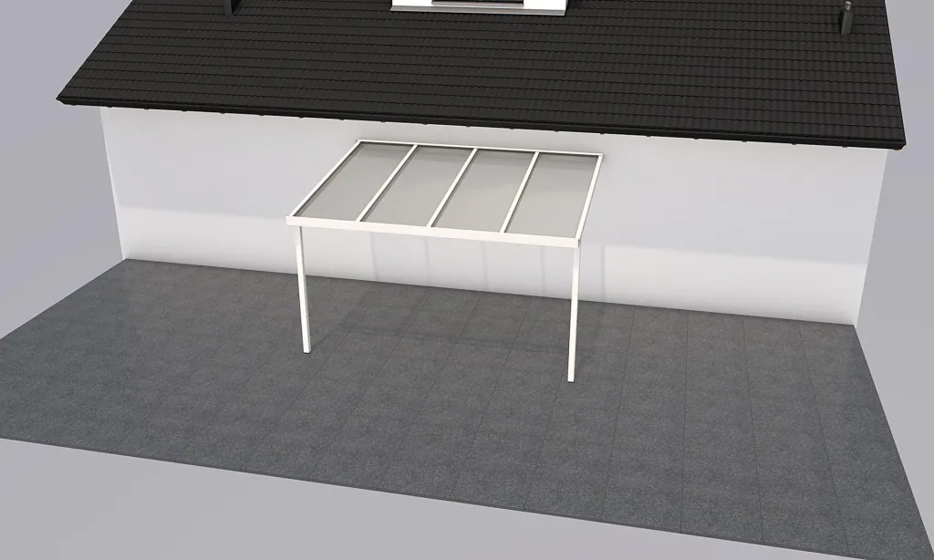 Patio roof Premium, white, 4102 x 3060 mm - Polycarbonate multi-wall sheets 16 mm, clear
