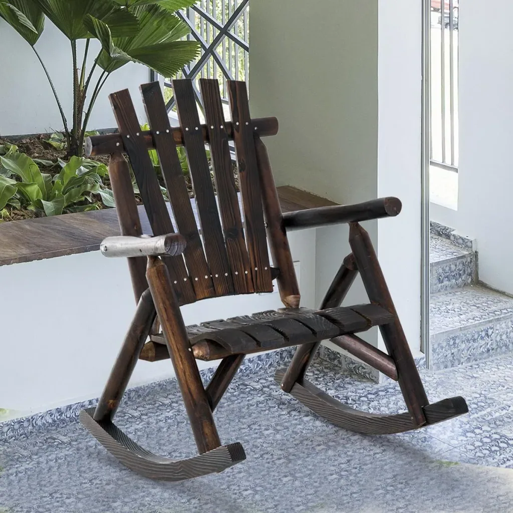 Rocking chair with armrests dark brown